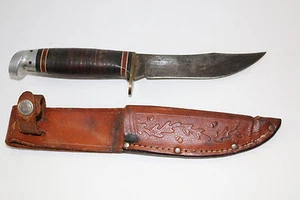 Vintage Western made in Boulder Colorado fixed blade hunting knife w/sheath 8.75 - Picture 1 of 3