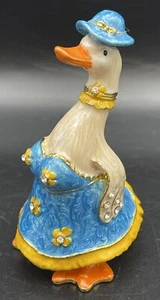 Swarovski Kristall akzentuiert Emaille Klappdeckel Schmuckschatulle - MUTTER GANS - Bild 1 von 14