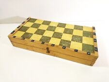 Vintage Wood Chess Board Box 1950s - 32cm x 32cm / 12.6" x 12.6"