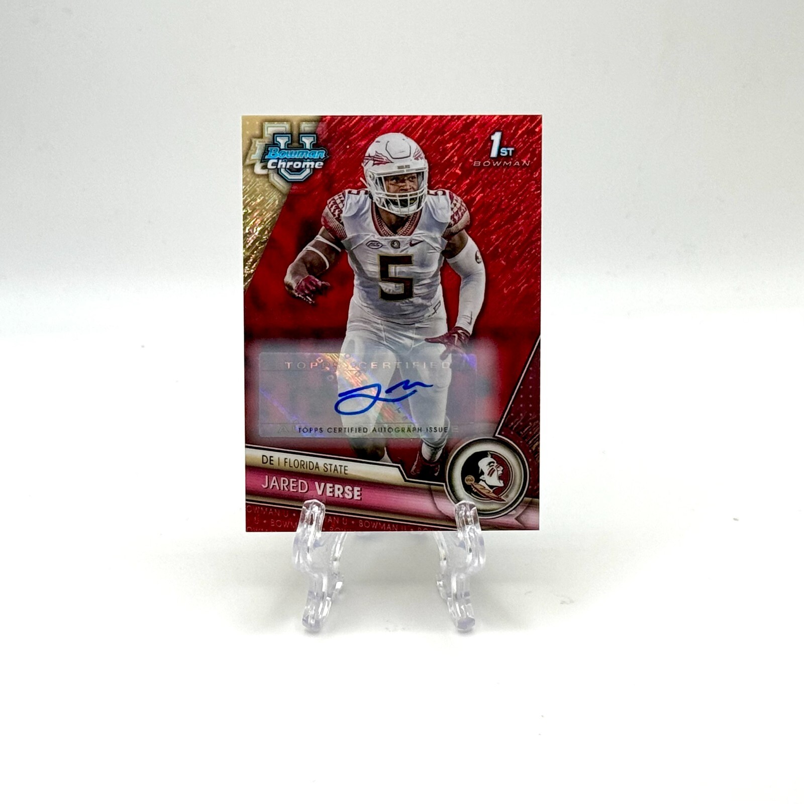 2023 Bowman Chrome University Jared Verse 1st Bowman Auto Red Shimmer #3/5 SSP