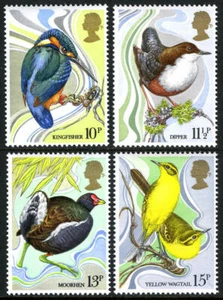 Great Britain 884-887 MNH Birds Kingfisher,Dipper,Moorhen,Yellow Wagtail  - Picture 1 of 2