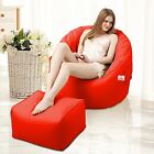 Bean Bag Cover with Footrest Muddha Sofa Faux Leather (Without Filling) Red