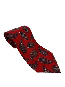 Christian Dior Tie Red Paisley 100% Silk Pointed Vintage Designer - Picture 1 of 6