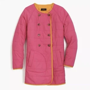 J Crew Travel Jacket Reversible Lightweight Packable Quilted Pink Orange Button - Picture 1 of 11