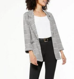 NEW 89th and Madison Rolled Sleeve Houndstooth Blazer Women's - Picture 1 of 10