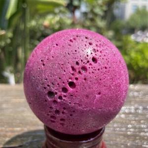 1.4LB 2.7" Honeycomb Ruby Sphere Quartz Crystal Ball Healing Decor - Picture 1 of 15