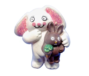 Broche PIN Pascua Ilimitado Vintage CONEJITO CONEJO BLANCO Chocolate Bebé Brillo - Imagen 1 de 2