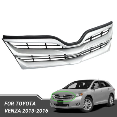 Fits for 2013-2016 TOYOTA VENZA Front Bumper Grille Upper Grill Silver Black - Image 1 of 4