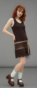 Vintage Y2K Moda International Gr. M braun Häkel Tank Kleid Western Boho selten - Bild 1 von 7