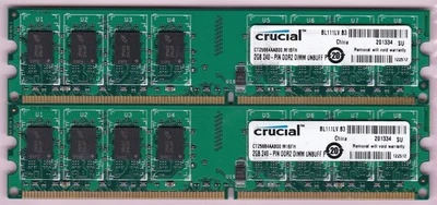 4GB 2x2GB PC2-6400 CRUCIAL CT25664AA800.M16FH MICRON DDR2-800 Desktop Memory Kit - Image 1 of 4