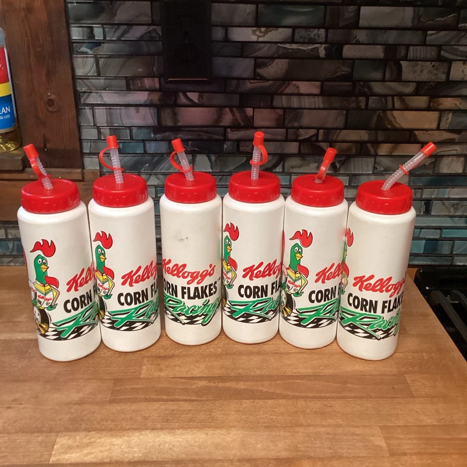 Lote de 6 — Botella de agua vintage 1994 Kelloggs Corn Flakes Racing Nascar EE. UU. Foto 1 de 4