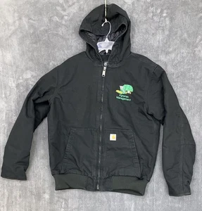 Carhartt J130-M Jacket Men's Medium Canvas Loose Fit Black Hood Thinsulate LOGO - Picture 1 of 19