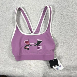 NWT Under Armour Sports Bra Girls Youth Sz Large Crossback Fitted Purple - Picture 1 of 7