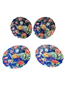 4pc Pier 1 Peacock Luncheon Salad/dessert Plates 8.5” Floral Scalloped Edge - Picture 1 of 13