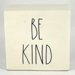 RAE DUNN Be Kind & Stay Humble White Ceramic Block Desk Decor Paperweight 4"x4" - Picture 1 of 7