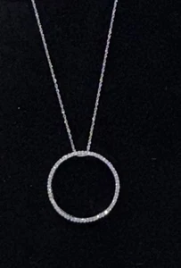 10K White Gold Diamond Eternity Circle Of Life Pendant 66RD .33 Diamond Weight - Picture 1 of 10