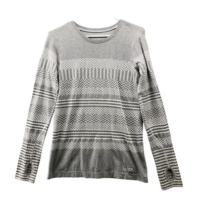 Camiseta sin costuras de manga larga Gap Fit para mujer S gris estampada agujeros para los pulgares activos Foto 1 de 4