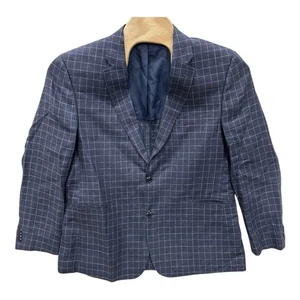 Tommy Hilfiger Herren 46R blau kariert 100% Leinen 2 Knopf Sport Mantel Blazer - Bild 1 von 9