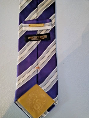 Donald j Trump подпись коллекции галстук фиолетовый полоски шелковый золотой слиток - Изображение 1 из 4