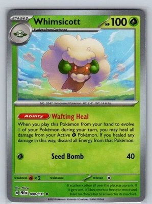 Whimsicott 015/162 Holo Rare SV05: Temporal Forces LP - Image 1 of 2