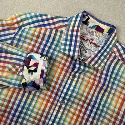 Robert Graham Wellington Men's 2XL Check Paisley Button Front Shirt Colorful - Image 1 of 4