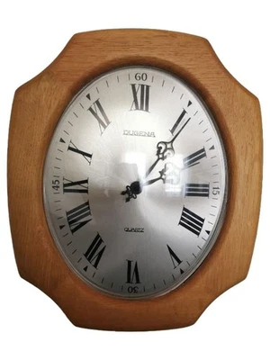 Dugena Quartz Wanduhr Vintage Holz Braun Oval 25cm - Bild 1 von 4