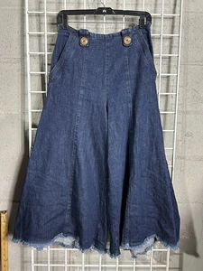 Dorothee Schumacher Womens Size 3 Indigo Bell Wide Flared Jeans Distressed Pants - Picture 1 of 12