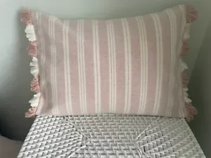 Susie Watson Cambridge Stripe PinkPlain Back P Fan Edge- side only Cushion Cover - Picture 1 of 3