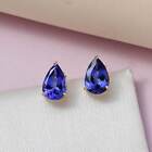 Natural AAAA Tanzanite Stud Earring in Yellow Gold Plated Sterling Silver