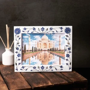 Handmade Marble Lapislazzuli Photo Frame For Decor and Wedding Anniversary Gift - Picture 1 of 5