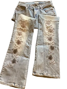 Vintage 90's Paco Jeans with Attitude Womens Black  Beaded Bootcut Jeans Size 9 - Picture 1 of 9