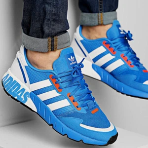adidas ZX 1K Boost Light Blue White Orange H68720 Men's Running Shoes Size 11.5 - Picture 1 of 11