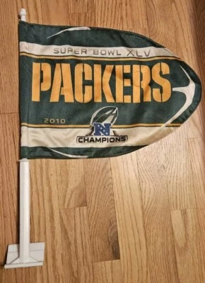 NFL Green Bay Packers 2010 bandera de coche, Super Bowl XLV, campeones NFC, doble cara Foto 1 de 4