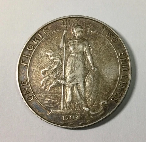 1903   Gt Britain Edward VII Florin 2 Shilling Original slightly better Date Cover