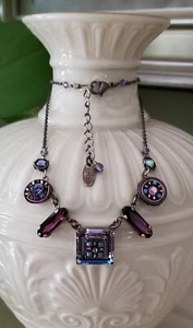 EUC Firefly Swarovski Crystal Necklace Purple Turquoise Blue - Picture 1 of 3