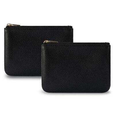 2 Pcs Leather Coin Purse Pouch Change Holder with Zipper for Men Women - Image 1 of 4