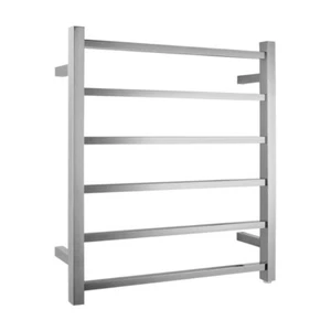 Electric heated towel rack wall mounted bar square brushed nickel for bathroom - Picture 1 of 6