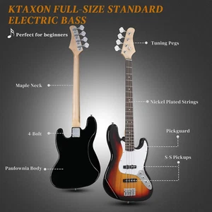 Electric Bass Guitar with 20Watt Amplifier, 4 String Right Handed Electric Ba... - Picture 1 of 6