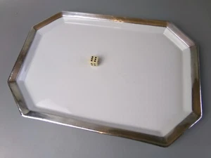 Victorian Porcelain Tray Plate Platter. Silver mounted rim. White. 13.5" x 9" - Picture 1 of 6