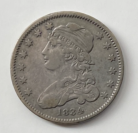 1834 Capped Bust Silver Quarter (Var. II) - Free Shipping Cover