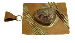 Colgante vintage de amatista y cobre para mujer hecho a mano 643a - Imagen 1 de 4