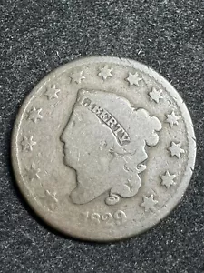 1829 Large Letters Large Cent, Coronet Head, Tougher Date, Free shipping - Picture 1 of 2