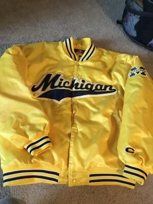 Abrigo Chaqueta Vintage Coliseo Michigan Wolverines Amarillo Aspecto Satinado Para Hombres XL Foto 1 de 4