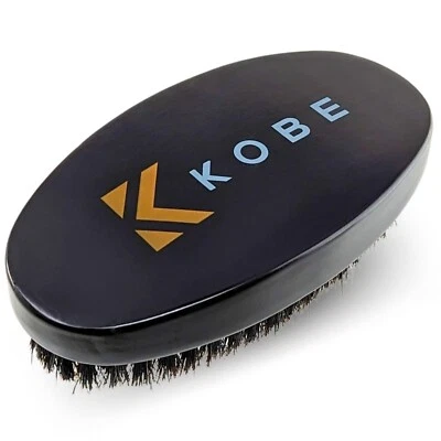 Kobe Hair & Beard Brush Boar Bristle Palm Soft 11cm Dark Wood Barbers brush - Image 1 of 4