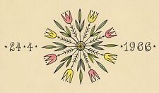 Uli Huber Umschlag Briefumschlag Tulpen Blumen Ornament Stern Zeichnung 1966