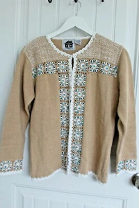 Damen Storybook Strick Cardigan Pullover Türkis Steine Small - Bild 1 von 5