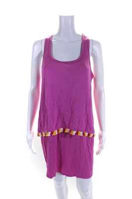 Mini vestido sin mangas Trina Turk para mujer jersey tejido flecos dobladillo en capas rosa talla P Foto 1 de 4