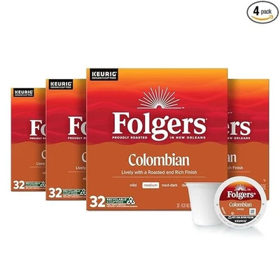 Folgers Colombian Medium Roast Coffee Pods 128 K-Cup Keurig - Free Shipping - Image 1 of 4