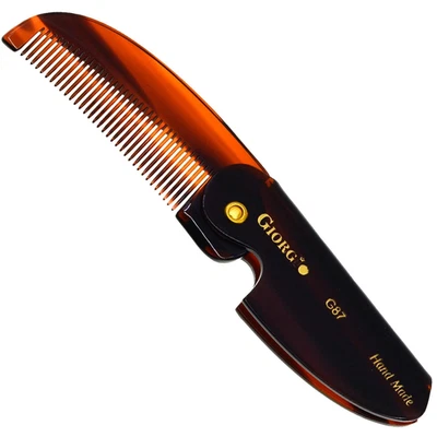 G87 Folding Mustache and Beard Comb for Men - Handmade, Saw-Cut, Hand Polished P - Image 1 of 4