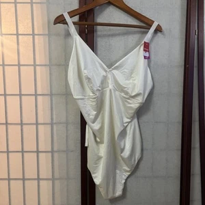 $78 SPANX Plus 3X Shaping Satin Thong Bodysuit 10322R Ivory Liquid Stretch NEW - Picture 1 of 10